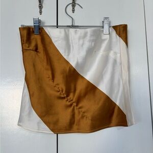 Topshop Cream and Camel Colorblock Satin Mini